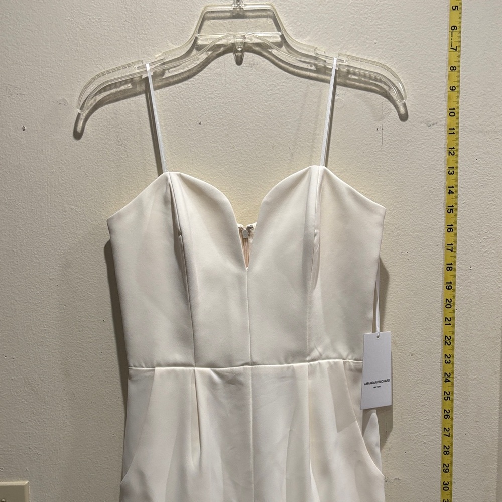 Amanda Uprichard Cream Strapless pantsuit